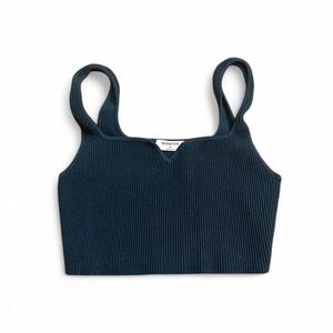 Aritzia sculpt knit Ribbed Navy Blue Crop Top